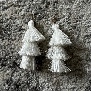 WHITE TASSEL EARRINGS